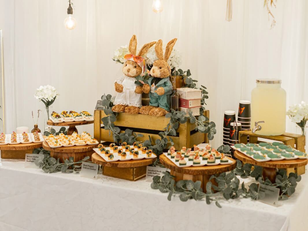 AMICI white rustic wedding canapé spread