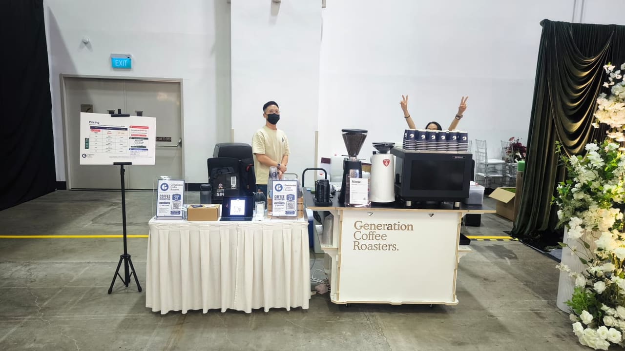 Generation Coffee Roasters mobile coffee cart at a wedding fair