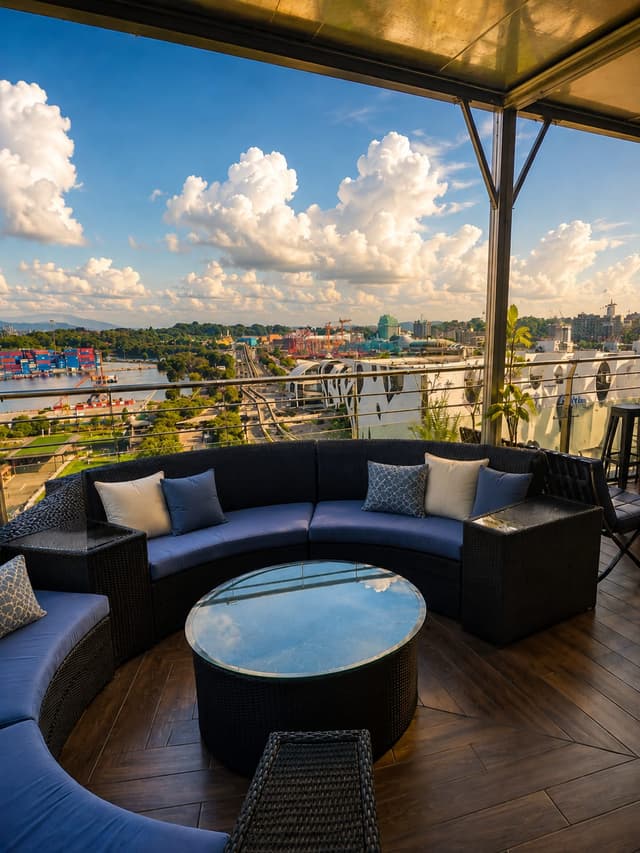 Harbour-view lounge seating at Sip Society