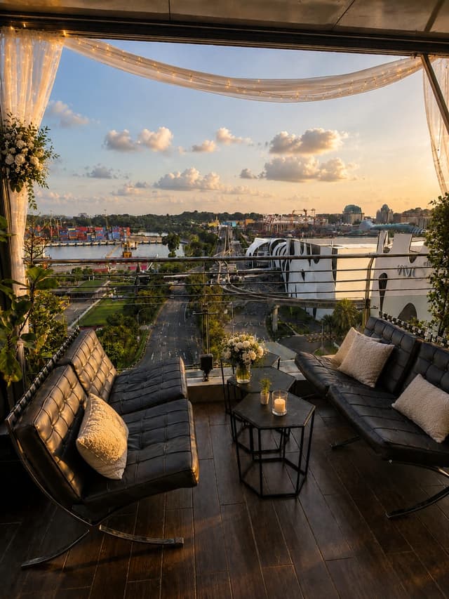 Sunset lounge overlooking Sentosa at Sip Society