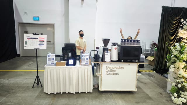 Generation Coffee Roasters mobile coffee cart at a wedding fair