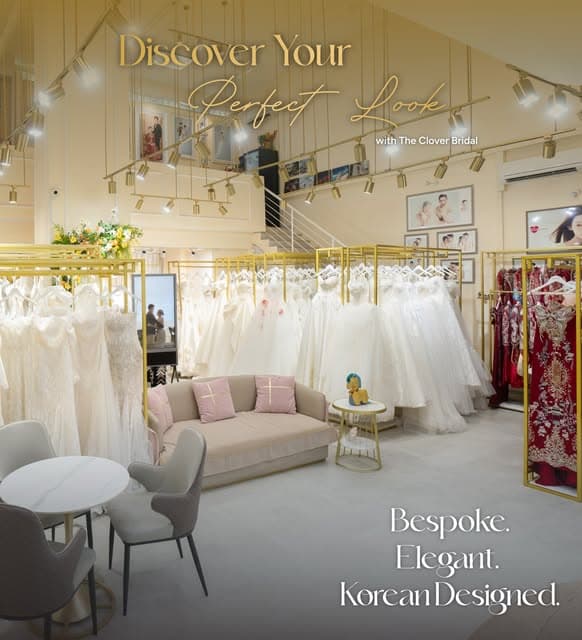 Wedding gown collection inside The Clover Bridal studio
