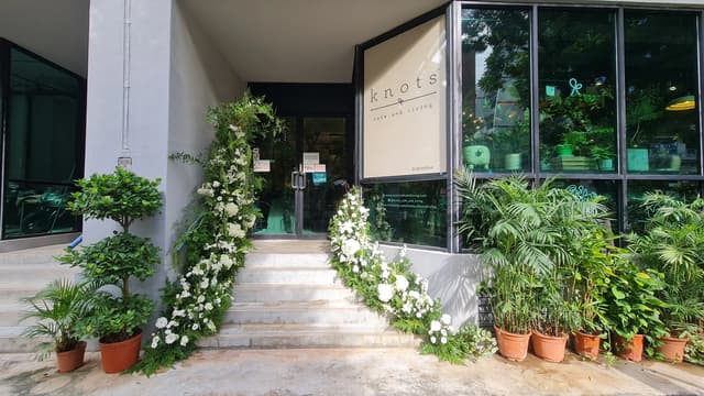 Wedding-decorated entrance to Knots Cafe & Living Pasir Panjang