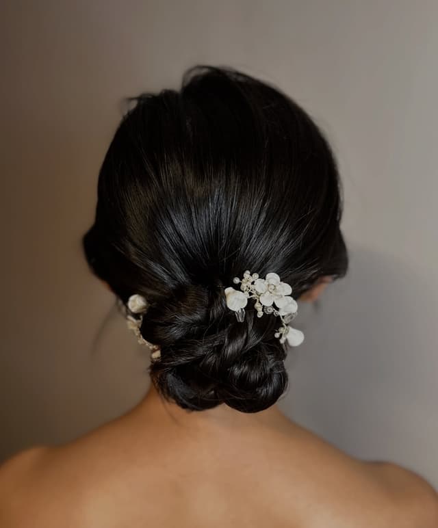 Classic bridal low bun by Clara Song Bridal