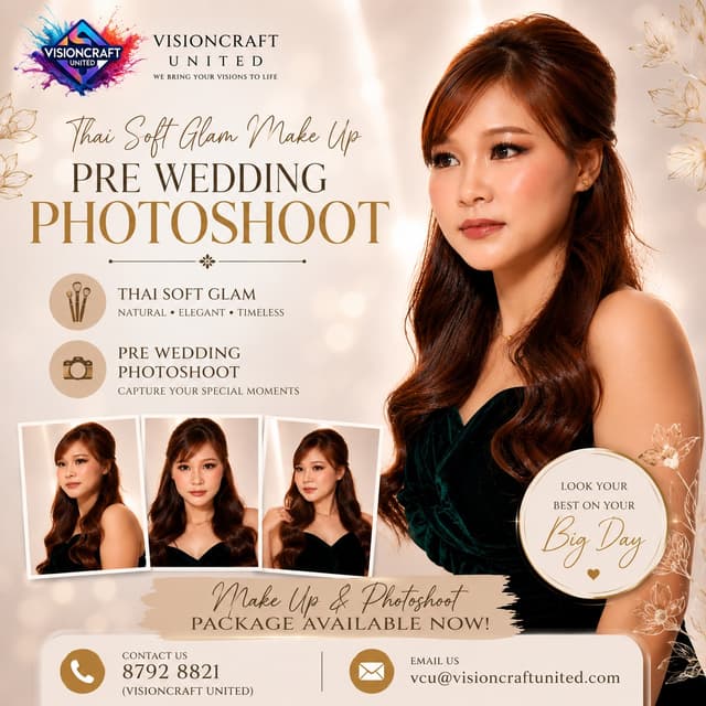 Thai soft-glam makeup and pre-wedding photography package by Visioncraft United